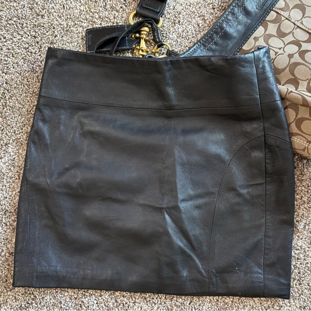 Vintage 2008 L.A.M.B. Black Leather Mini Skirt Size 4 | Gwen Stefani Era